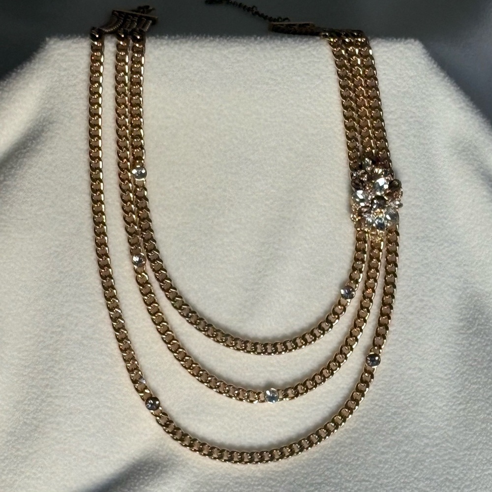 LOFT gold and rhinestone multi-layered necklace. Multi-length option